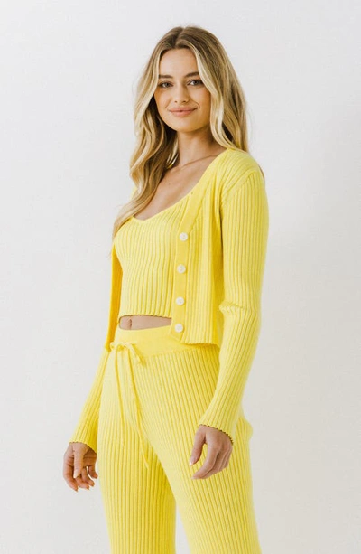 Endless Rose Cropped Lounge Knit Cardigan In Lime