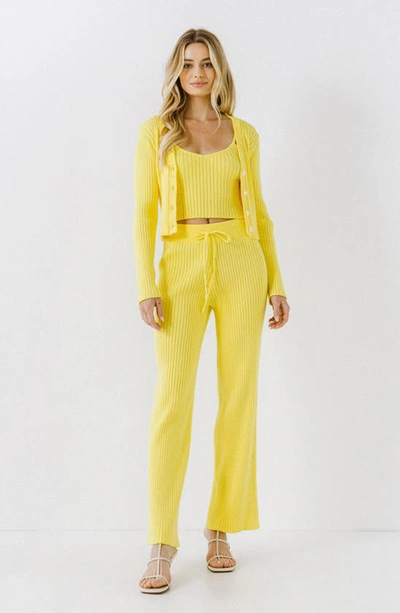 Endless Rose Cropped Lounge Knit Cardigan In Lime