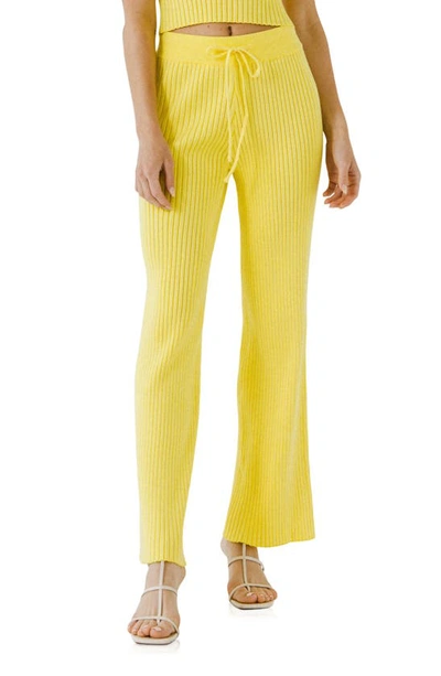 Endless Rose Banded Rib-knit Lounge Pants In Lime