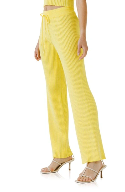 Endless Rose Banded Rib-knit Lounge Pants In Lime