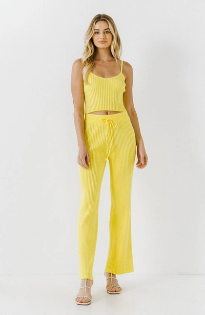 Endless Rose Banded Rib-knit Lounge Pants In Lime