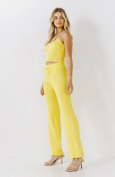 Endless Rose Banded Rib-knit Lounge Pants In Lime