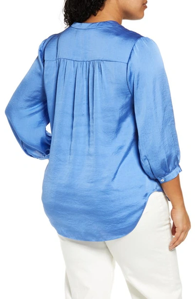 Shop Vince Camuto Rumple Satin Blouse In Blue Jay