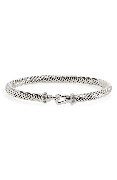 Shop David Yurman Cable Buckle Bracelet With Diamonds In Silver/ Diamond