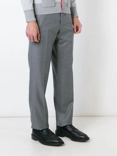 Shop Thom Browne Straight Leg Trousers In Grey