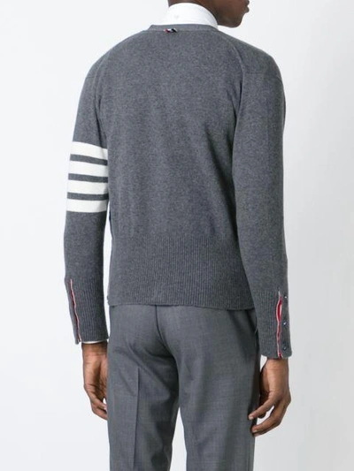 Thom Browne Cashmere Cardigan With Grosgrain Ribbon Trim In 038 Grey