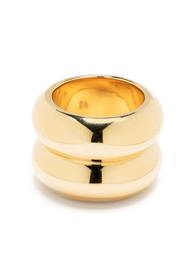 Shop Uncommon Matters Breve Double-band Ring In Gold
