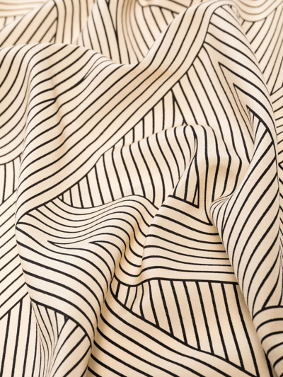 Totême Neutral Striped Monogram Print Silk Scarf In Neutrals