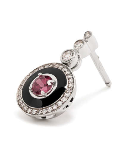 Shop Selim Mouzannar 18kt White Gold Mina Rhodolite Earrings In Silver