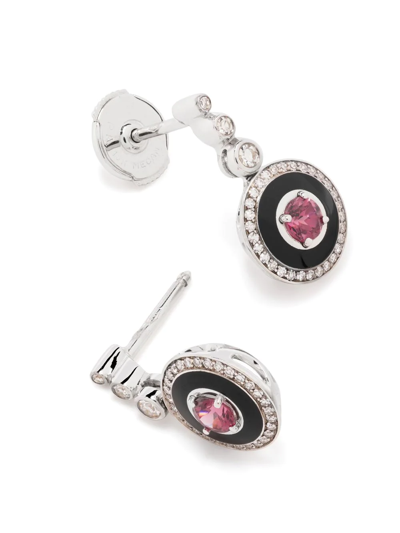 Shop Selim Mouzannar 18kt White Gold Mina Rhodolite Earrings In Silver