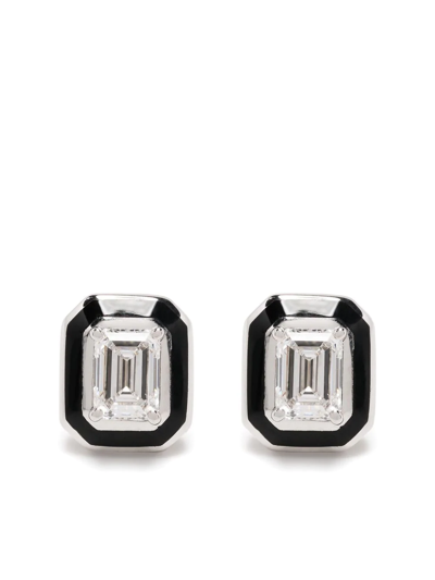 Shop Selim Mouzannar 18kt White Gold Mina Diamond Earrings In Silver