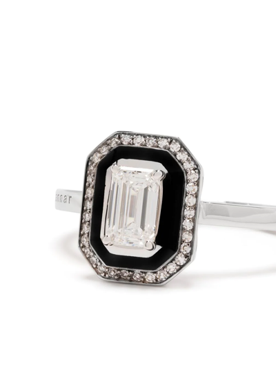 18K白金 MINA 钻石珐琅戒指
