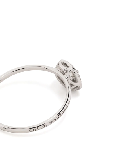 Shop Selim Mouzannar 18kt White Gold Mina Diamond Enamel Ring In Silver