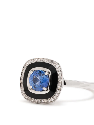 Shop Selim Mouzannar 18kt White Gold Mina Sapphire Ring In Silver