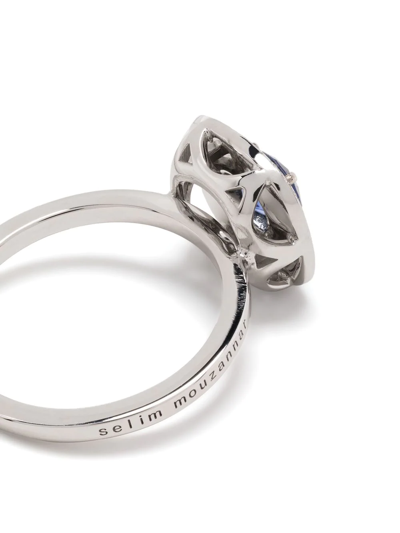 Shop Selim Mouzannar 18kt White Gold Mina Sapphire Ring In Silver