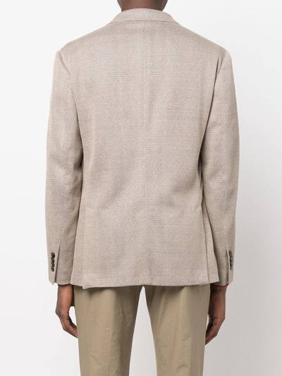 Shop Lardini Buttoned-up Single-breasted Blazer In Neutrals