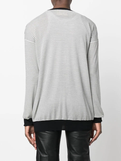 Plan C Stripe-print Button-up Cardigan In White