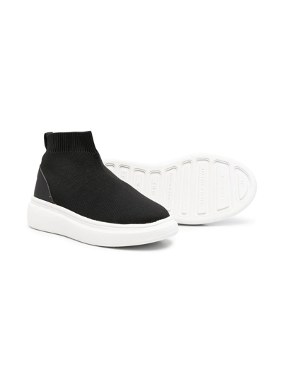 Shop Douuod Woven Slip-on Sneaker Boots In Black