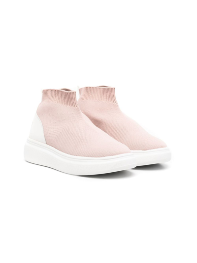 Shop Douuod Woven Slip-on Sneaker Boots In Pink