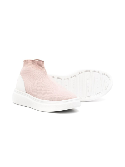 Shop Douuod Woven Slip-on Sneaker Boots In Pink