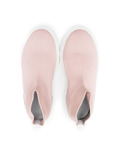 Shop Douuod Woven Slip-on Sneaker Boots In Pink