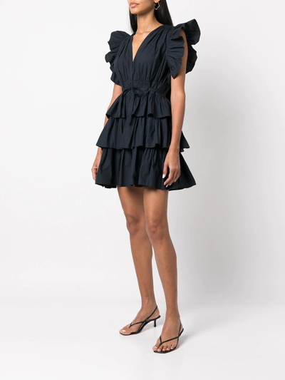 Shop Ulla Johnson Sena Ruffled Mini Dress In Black