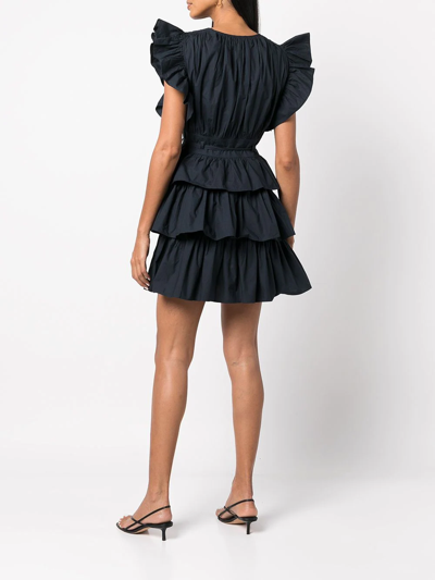 Shop Ulla Johnson Sena Ruffled Mini Dress In Black
