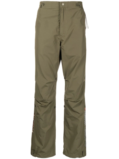 Shop Maharishi Embroidered Dragon Tiger Panelled Trousers In Green