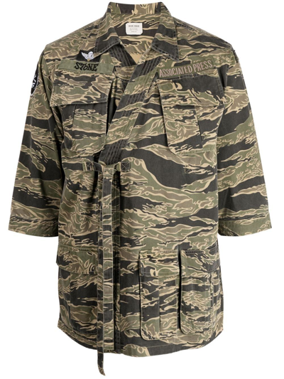 Shop Maharishi Camouflage Belted Shirt Jacket In Green