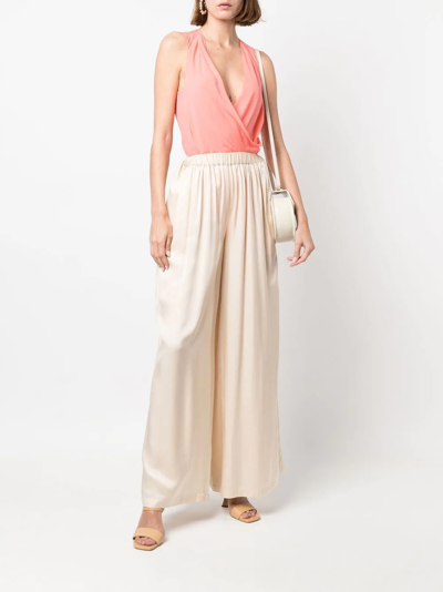 Patrizia Pepe Wrap Sleeveless Silk Bodysuit In Pink