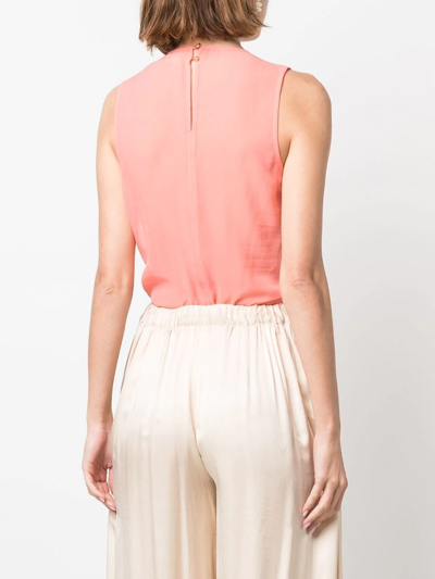 Patrizia Pepe Wrap Sleeveless Silk Bodysuit In Pink