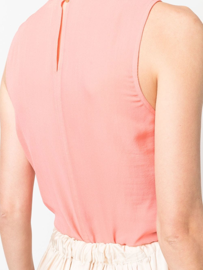 Patrizia Pepe Wrap Sleeveless Silk Bodysuit In Pink