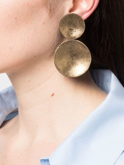 Shop Monies Disc Drop Earrings In Gold