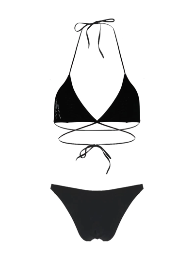 Shop Lido Tredici Tie-fastening Bikini In Black