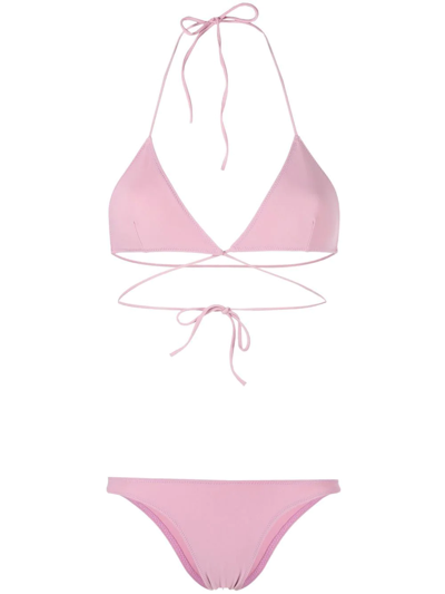 Shop Lido Tredici Tie-fastening Bikini Set In Pink