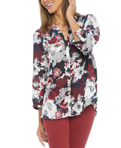 Shop Nydj Pleated Blouse In Victoria Blossoms
