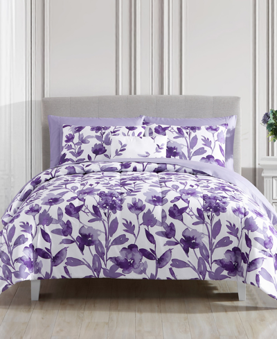 Shop Hallmart Collectibles Kristen Reversible 12-pc. Queen Comforter Set Bedding In Lavender