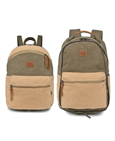 Shop Tsd Brand Trail And Tree Double Canvas Backpack In Green