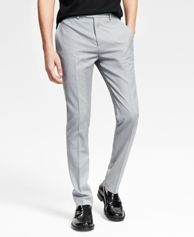 Shop Bar Iii Men's Slim-fit Wool Sharkskin Suit Pants, Created For Macy's In Light Grey