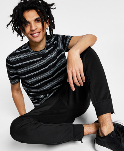 Shop Inc International Concepts Men's Burnout Striped T-shirt, Created For Macy's In Deep Black
