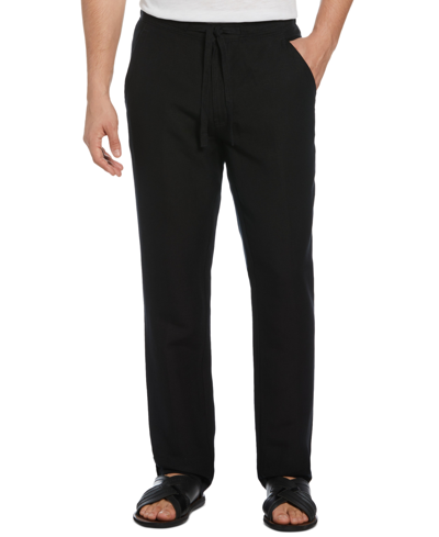 Shop Cubavera Men's Big & Tall Linen Blend Core Drawstring Pant In Jet Black
