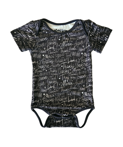Shop Mixed Up Clothing Baby Boys And Girls Short-sleeve Thank You Printed Bodysuit In Black