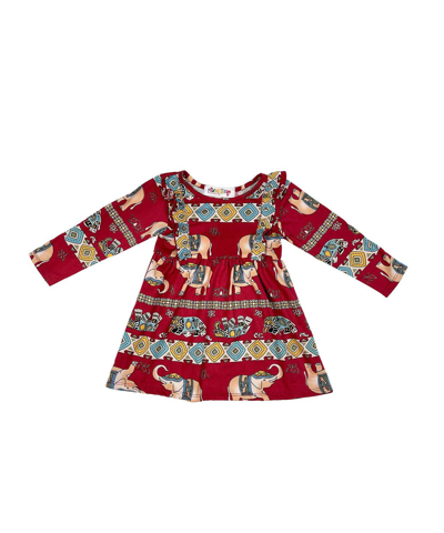 Shop Mixed Up Clothing Baby Girls Ruffled Printed Dress In Red