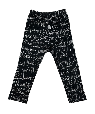 Shop Mixed Up Clothing Baby Girls Thank You Printed Leggings In Black