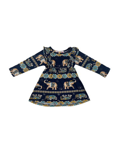 Shop Mixed Up Clothing Baby Girls Ruffled Printed Dress In Blue