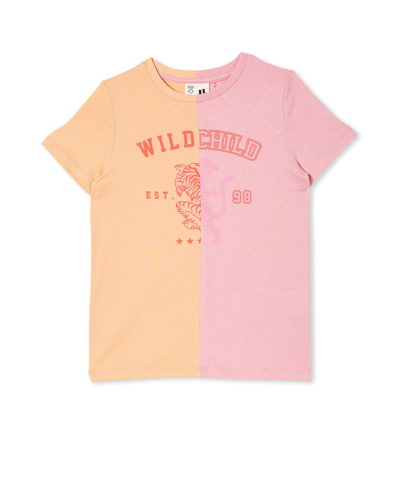 Shop Cotton On Little Girls Splice Girls T-shirt In Marshmallow/wild Child