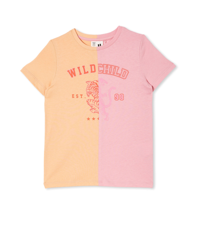 Shop Cotton On Big Girls Splice Girls T-shirt In Marshmallow/wild Child