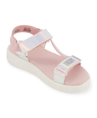 Shop Dkny Little Girls Wedge Sandals In Iridescent