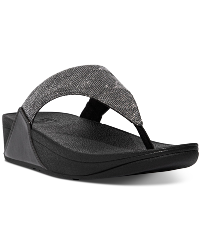 Shop Fitflop Women's Lulu Glitz Toe-post Sandals In All Black