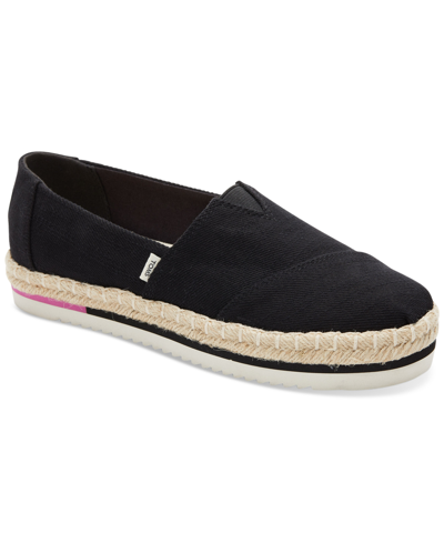 Shop Toms Women's Alpargata Platform Espadrille Slip-ons In Black Heavy Twill